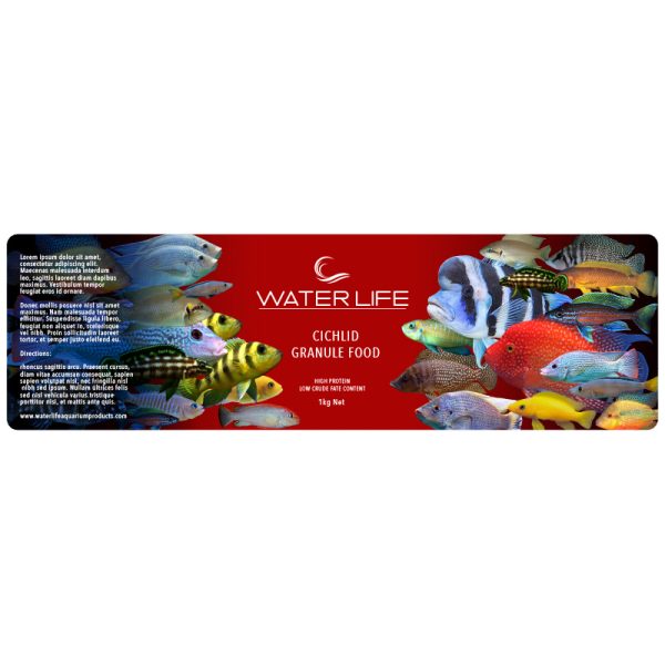 Water Life Label Ciclid Granule 1kg 280 x 80 mm